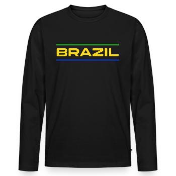 Brésil Brésil Maillot brésilien Rio de Janeiro - T-shirt manches longues Premium bio Homme - noir - Devant - Nico (187cm)