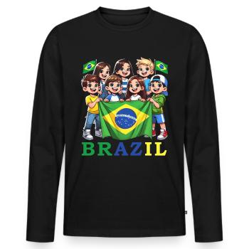 Brésil Brésil Maillot brésilien Rio de Janeiro - T-shirt manches longues Premium bio Homme - noir - Devant - Nico (187cm)