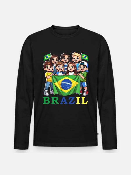 Brasilien Brazil shirt Brasilianer Rio de Janeirao - Männer Premium Bio Langarmshirt - Schwarz