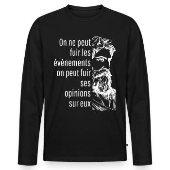 on ne peut fuir les événements - T-shirt manches longues Premium bio Homme - noir - Devant - Nico (187cm)