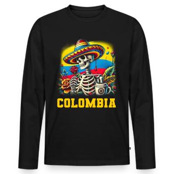 Kolumbien Colombia Medellin Urlaub Bogota Cali - Männer Premium Bio Langarmshirt - Schwarz - Vorne - Nico (187cm)
