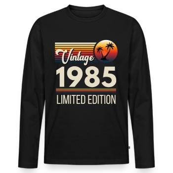vintage 1985 limited edition - T-shirt manches longues Premium bio Homme - noir - Devant - Nico (187cm)