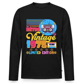 rétro vintage 1975 - T-shirt manches longues Premium bio Homme - noir - Devant - Nico (187cm)