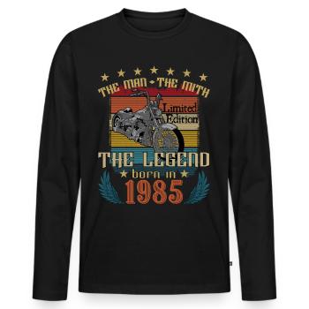 biker born 1985 - T-shirt manches longues Premium bio Homme - noir - Devant - Nico (187cm)