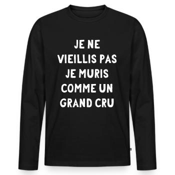 Je ne vieilli pas, je muris comme un grand cru - T-shirt manches longues Premium bio Homme - noir - Devant - Nico (187cm)