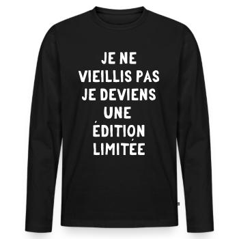Je ne vieilli pas, je deviens une édition limitée - T-shirt manches longues Premium bio Homme - noir - Devant - Nico (187cm)