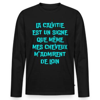 la calvitie est un signe - T-shirt manches longues Premium bio Homme - noir - Devant - Nico (187cm)