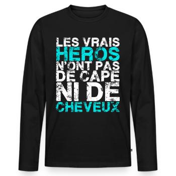 pas de cape ni de cheveux - T-shirt manches longues Premium bio Homme - noir - Devant - Nico (187cm)
