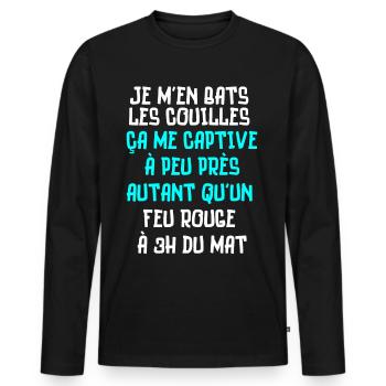 je m'en bats les couilles, feu rouge à 3h du mat - T-shirt manches longues Premium bio Homme - noir - Devant - Nico (187cm)
