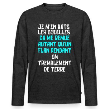 bats les couilles, flan tremblement de terre - T-shirt manches longues Premium bio Homme - anthracite chiné - Devant - Nico (187cm)