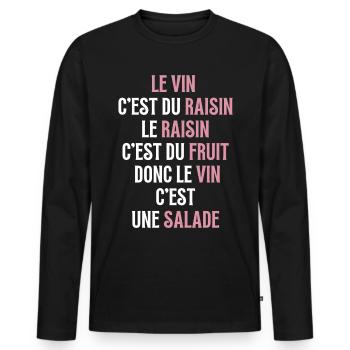 Le vin et du raisin - T-shirt manches longues Premium bio Homme - noir - Devant - Nico (187cm)