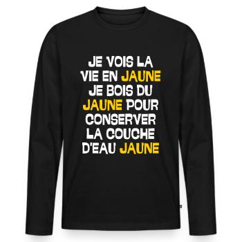 du jaune pour conserver la couche d'eau jaune - T-shirt manches longues Premium bio Homme - noir - Devant - Nico (187cm)