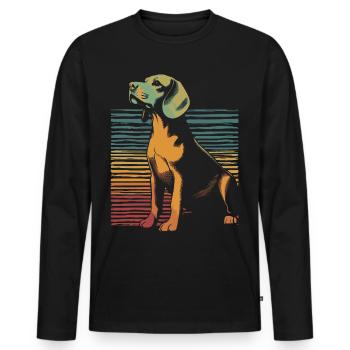 Beagle Vintage - Männer Premium Bio Langarmshirt - Schwarz - Vorne - Nico (187cm)