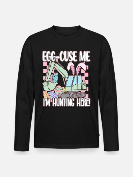 Egg cuse me Happy Easter - Männer Premium Bio Langarmshirt - Schwarz