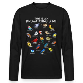Bird Watching Orinthologist Birdwatching Gift - Men's Premium Organic Long Sleeve Shirt - black - Front - Nico (187cm)