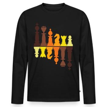 Vintage pièces d'échecs rétro roi reine pion tour - T-shirt manches longues Premium bio Homme - noir - Devant - Nico (187cm)
