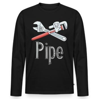 Cadeau d'outil drôle de plombier plombier - T-shirt manches longues Premium bio Homme - noir - Devant - Nico (187cm)