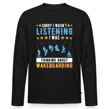 Wakeboard Wakeboarding Wakeboarder - Men's Premium Organic Long Sleeve Shirt - black - Front - Nico (187cm)