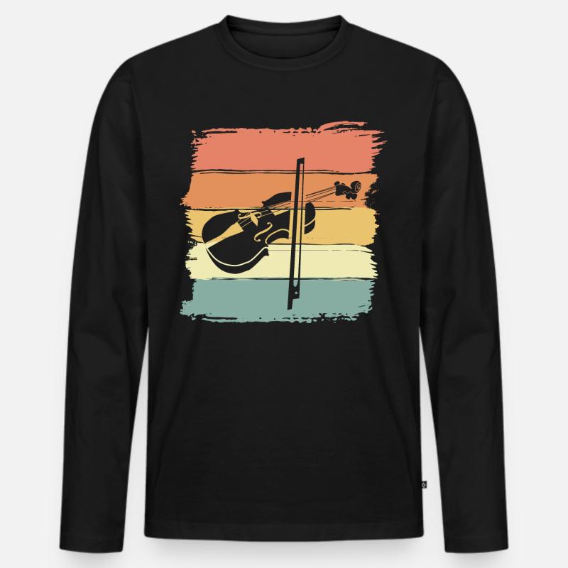 Geige retro - Männer Premium Bio Langarmshirt - Schwarz