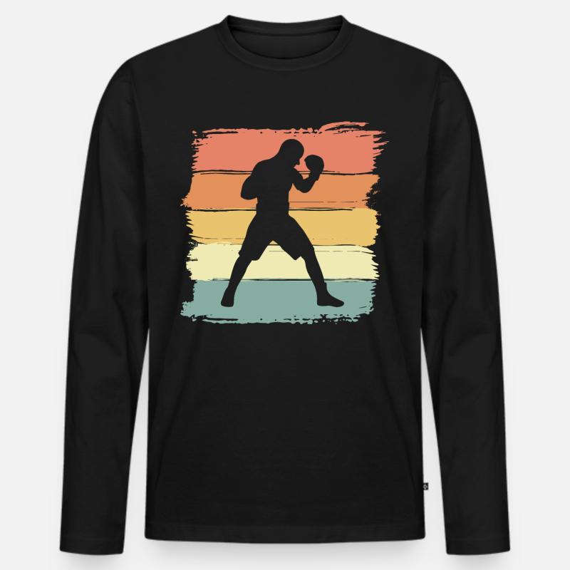 Boxen retro - Männer Premium Bio Langarmshirt - Schwarz