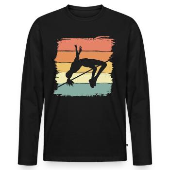 Hochsprung Frauen Hochsprung Retro - Männer Premium Bio Langarmshirt - Schwarz - Vorne - Nico (187cm)