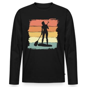 Paddleboard Frauen vintage retro - Männer Premium Bio Langarmshirt - Schwarz - Vorne - Nico (187cm)