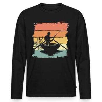 Pêche Pêche rétro vintage - T-shirt manches longues Premium bio Homme - noir - Devant - Nico (187cm)