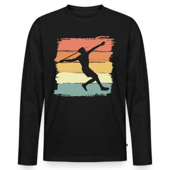 Speerwurf retro - Männer Premium Bio Langarmshirt - Schwarz - Vorne - Nico (187cm)