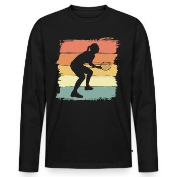Badminton Frauen Retro Vintage Badminton Geschenk - Männer Premium Bio Langarmshirt - Schwarz - Vorne - Nico (187cm)