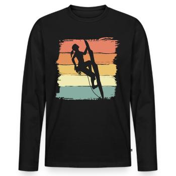 Climbing women retro vintage - Men's Premium Organic Long Sleeve Shirt - black - Front - Nico (187cm)