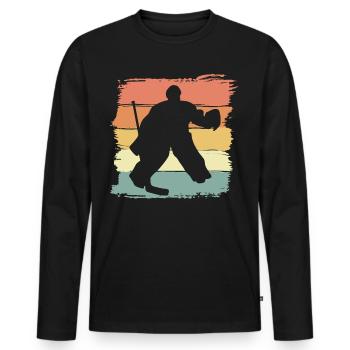Eishockey Torwart Retro - Männer Premium Bio Langarmshirt - Schwarz - Vorne - Nico (187cm)
