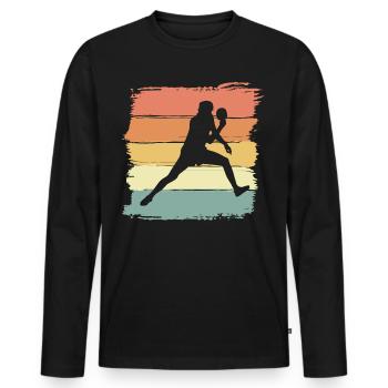 Tennis de table rétro vintage - T-shirt manches longues Premium bio Homme - noir - Devant - Nico (187cm)