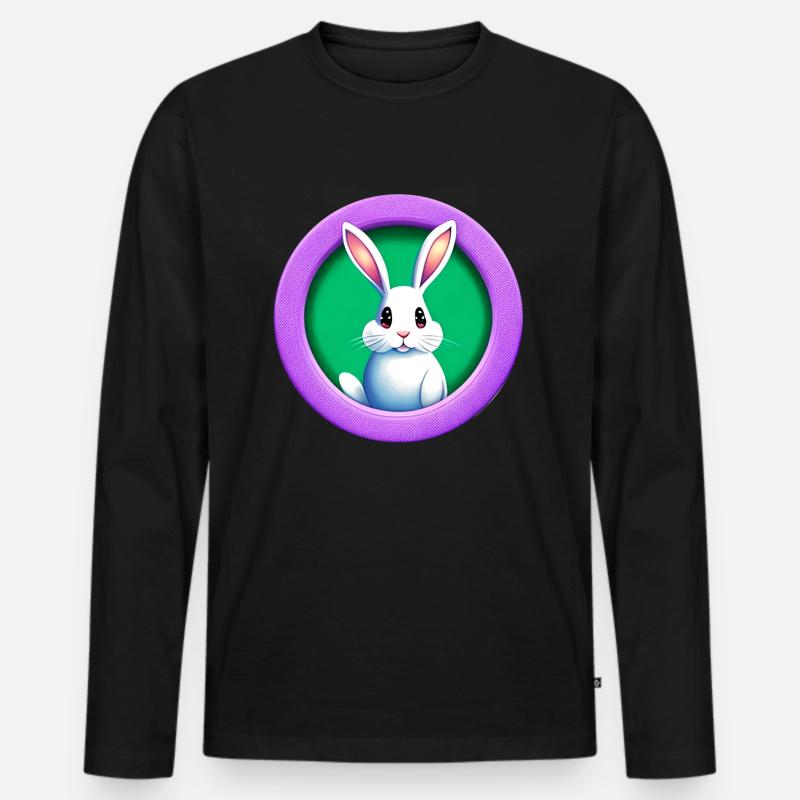 Lila Kreis Osterhase - Männer Premium Bio Langarmshirt - Schwarz