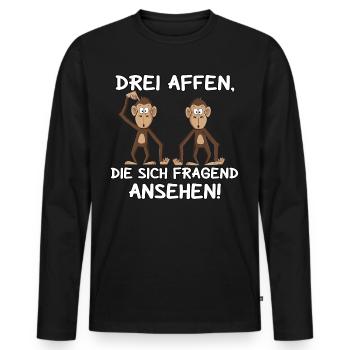 Drei Affen - Männer Premium Bio Langarmshirt - Schwarz - Vorne - Nico (187cm)
