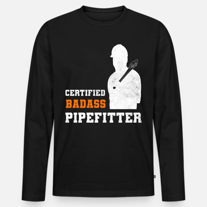 Lustige Pipefitter Dampfer - Männer Premium Bio Langarmshirt - Schwarz