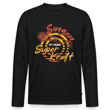 Singen - Gesang - ist meine Superkraft - Mikrofon - Männer Premium Bio Langarmshirt - Schwarz - Vorne - Nico (187cm)