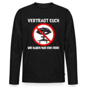 Vertragt euch - Männer Premium Bio Langarmshirt - Schwarz - Vorne - Nico (187cm)