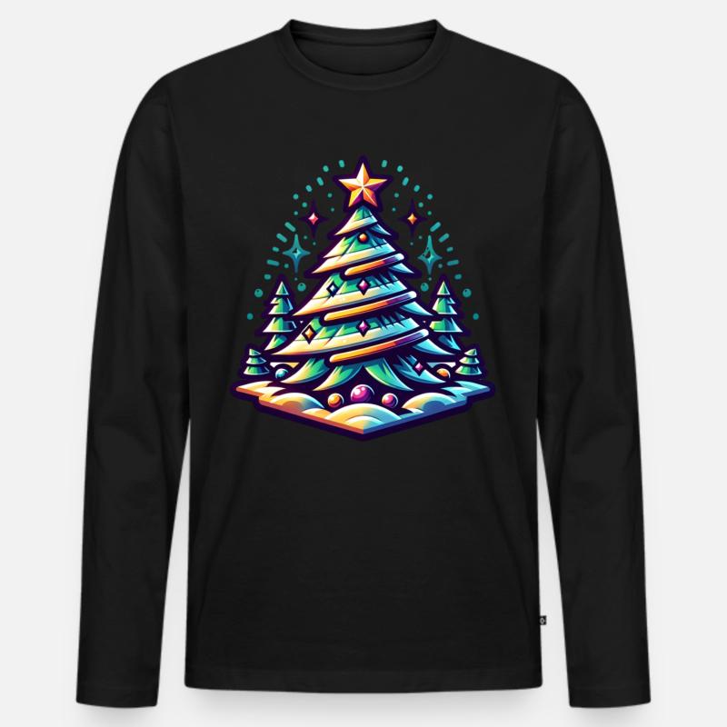 Retro Weihnachten - Männer Premium Bio Langarmshirt - Schwarz