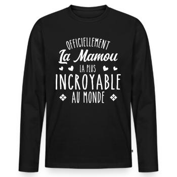 Officiellement La Mamou Incroyable - T-shirt manches longues Premium bio Homme - noir - Devant - Nico (187cm)
