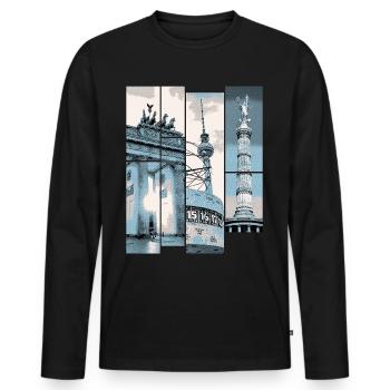 Berlin Skyline City Germany Collage Vintage - Men's Premium Organic Long Sleeve Shirt - black - Front - Nico (187cm)