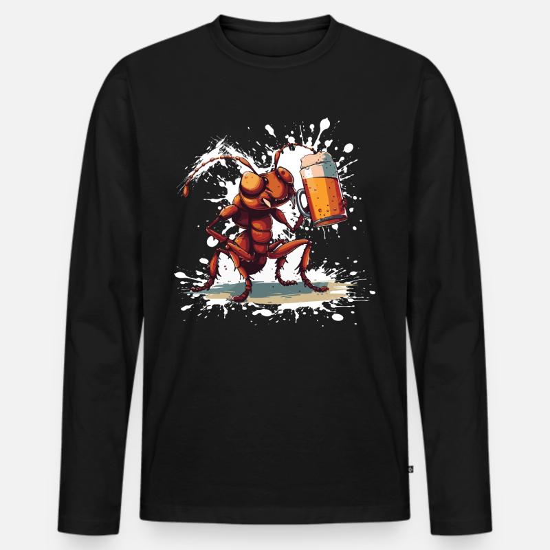 Ameise Bier Lustig - Männer Premium Bio Langarmshirt - Schwarz