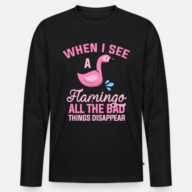 Flamingo Tier - Männer Premium Bio Langarmshirt - Schwarz