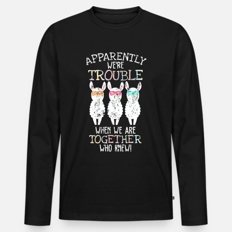 Lama Freunde - Männer Premium Bio Langarmshirt - Schwarz