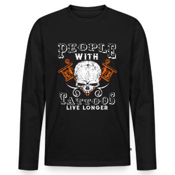 Tattoo - Männer Premium Bio Langarmshirt - Schwarz - Vorne - Nico (187cm)