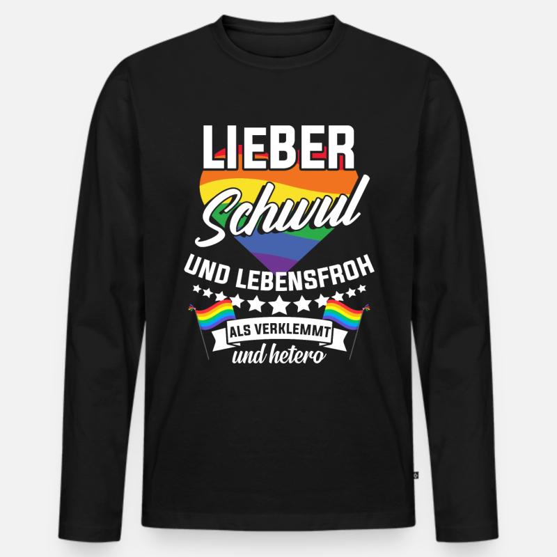 Schwul Lustiger Spruch Geschenk - Männer Premium Bio Langarmshirt - Schwarz