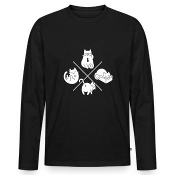Four Funny Cats Gift for Cats Holder - Men's Premium Organic Long Sleeve Shirt - black - Front - Nico (187cm)