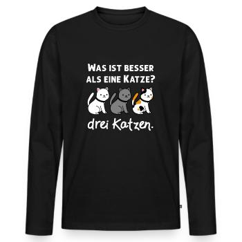 Trois Cadeaux de chats drôles pour les propriétaires de chats - T-shirt manches longues Premium bio Homme - noir - Devant - Nico (187cm)