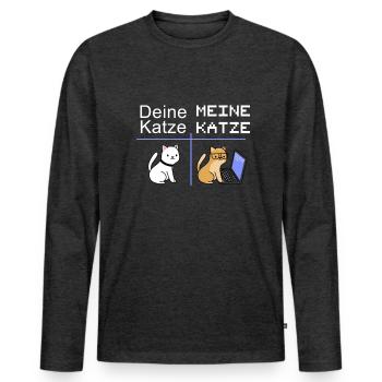 Nerd Computer Scientist with Cat Gift IT Cats - Men's Premium Organic Long Sleeve Shirt - heather anthracite - Front - Nico (187cm)