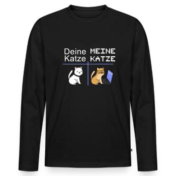 Nerd Informaticien avec chat cadeau IT chats - T-shirt manches longues Premium bio Homme - noir - Devant - Nico (187cm)
