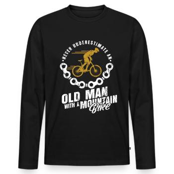 Fahrrad Opa Papa - Männer Premium Bio Langarmshirt - Schwarz - Vorne - Nico (187cm)